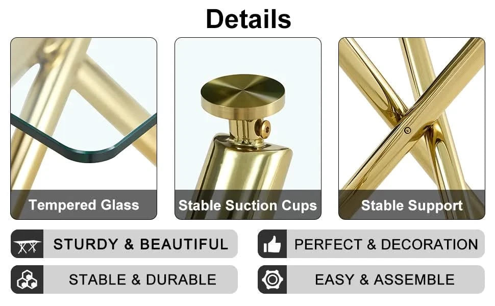 Large Modern Minimalist Rectangular Glass Dining Table for 6-8 with 0.39'Tempered Glass Tabletop and Golden Metal Legs,Kitchen Dining Living Meeting Room Banquet hall, 71' x 35.4' x 30'W1151S00798 Default -DTYStore