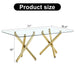 Large Modern Minimalist Rectangular Glass Dining Table for 6-8 with 0.39'Tempered Glass Tabletop and Golden Metal Legs,Kitchen Dining Living Meeting Room Banquet hall, 71' x 35.4' x 30'W1151S00798 Default -DTYStore