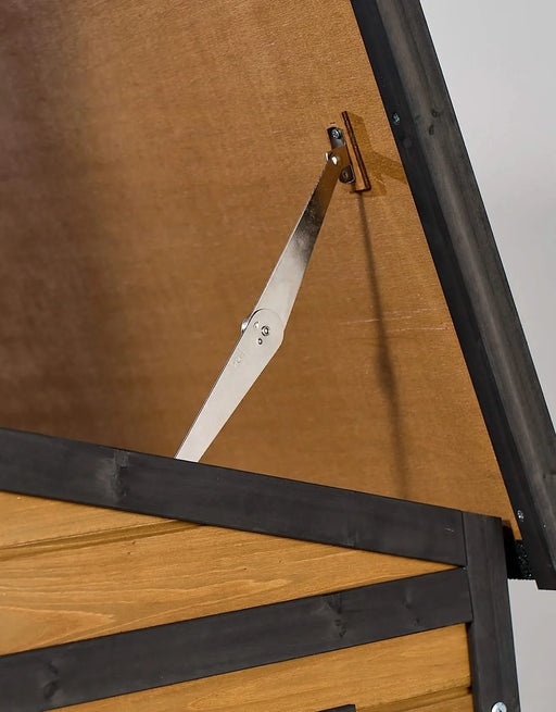 Large Outdoor Wooden Dog House with Dual Doors, Waterproof Asphalt Roof & Lift-Up Top, Fir Wood Dog Shelter for Medium to Large Dogs (Black & Natural Finish) Default -DTYStore