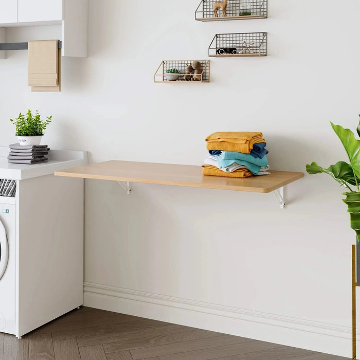 Laundry Room Folding Table Wall Mounted Folding Table for Small Spaces, Fold Down Desk, Workbench, Addition to Garage & Shed/Home Office/Laundry Room/Home Bar/Kitchen & Dining Room Default -DTYStore