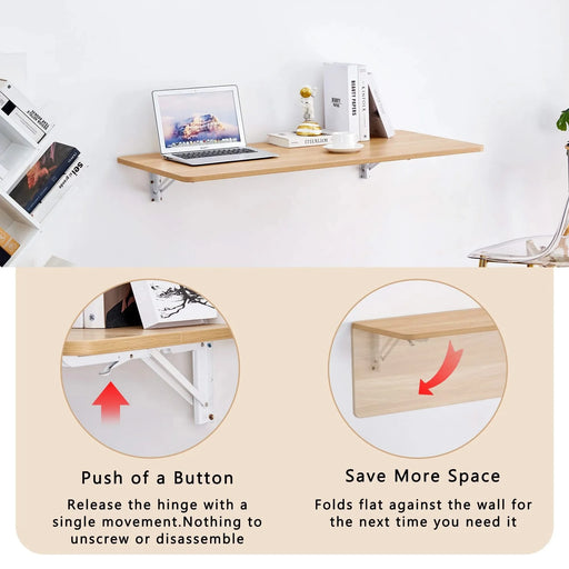 Laundry Room Folding Table Wall Mounted Folding Table for Small Spaces, Fold Down Desk, Workbench, Addition to Garage & Shed/Home Office/Laundry Room/Home Bar/Kitchen & Dining Room Default -DTYStore