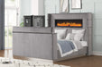 Lavish Modern Style 5 Pc King Bedroom Set Made with Fireplace in Headboard & TV stand in Footboard with Wood in Grey Default -DTYStore