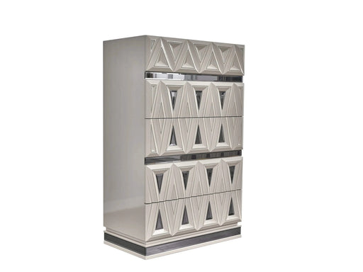 Lavita Modern & Contemporary Style 5 Pc King Upholstered Bedroom Set Made with Wood and Gold Accents in River Sand Grey Default -DTYStore