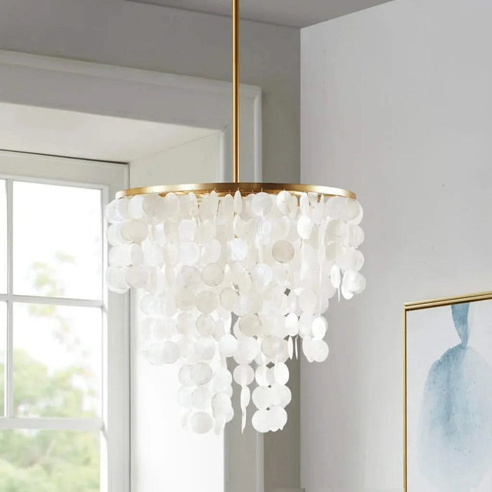 Layered Capiz Chandelier Default -DTYStore