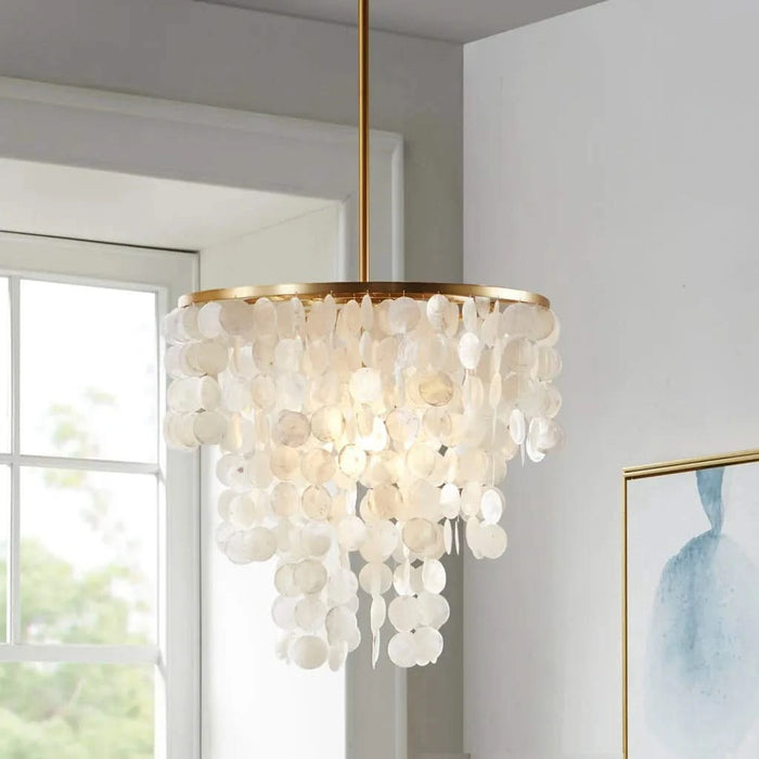 Layered Capiz Chandelier Default -DTYStore