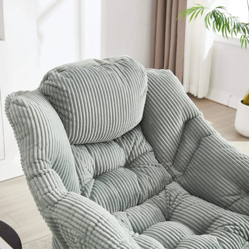 Lazy Chair with Ottoman, Modern Lounge Accent Chair with Armrests and a Side Pocket, Leisure Upholstered Sofa Chair Reading Chair with Footrest for Small Space, Corner Chair-Light green Default -DTYStore