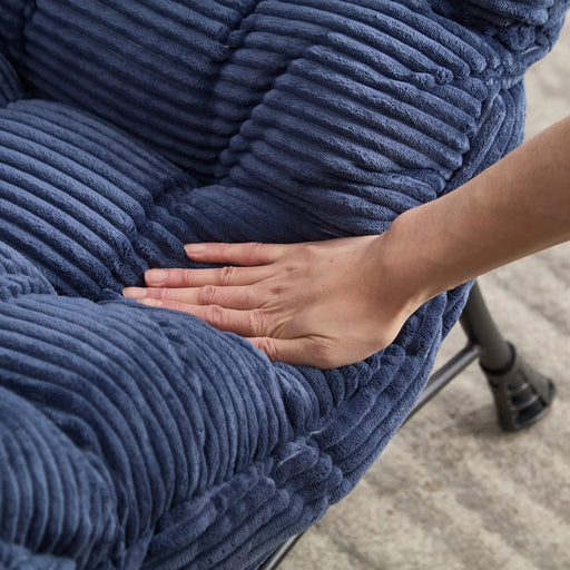 Lazy Chair with Ottoman, Modern Lounge Accent Chair with Armrests and a Side Pocket, Leisure Upholstered Sofa Chair Reading Chair with Footrest for Small Space, Corner Chair-Navy blue Default -DTYStore