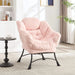 Lazy Chair with Ottoman, Modern Lounge Accent Chair with Armrests and a Side Pocket, Leisure Upholstered Sofa Chair Reading Chair with Footrest for Small Space, Corner Chair-Pink Default -DTYStore