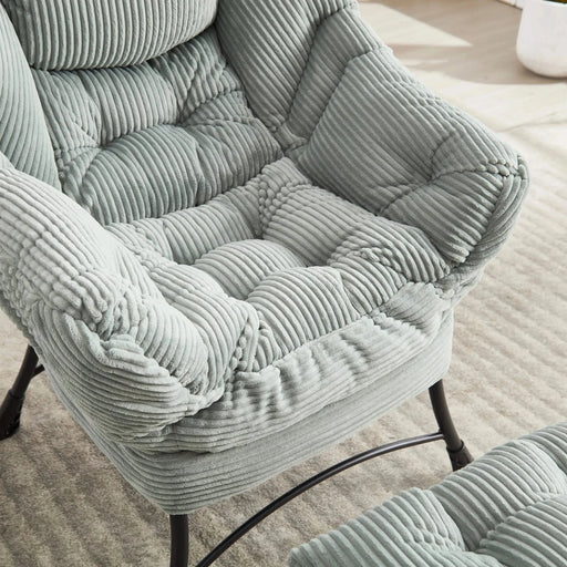 Lazy Chair with Ottoman, Modern Lounge Accent Chair with Armrests and a Side Pocket, Leisure Upholstered Sofa Chair Reading Chair with Footrest for Small Space, Corner Chair-DTYStore