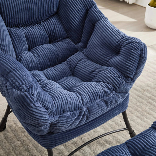 Lazy Chair with Ottoman, Modern Lounge Accent Chair with Armrests and a Side Pocket, Leisure Upholstered Sofa Chair Reading Chair with Footrest for Small Space, Corner Chair-DTYStore