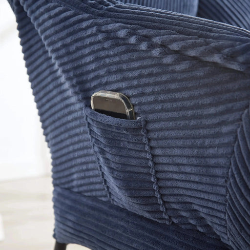 Lazy Chair with Ottoman, Modern Lounge Accent Chair with Armrests and a Side Pocket, Leisure Upholstered Sofa Chair Reading Chair with Footrest for Small Space, Corner Chair-DTYStore