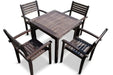 Leadville Eucalyptus Outdoor Square Dining Set With 4 Stacking Armchairs Espresso -DTYStore