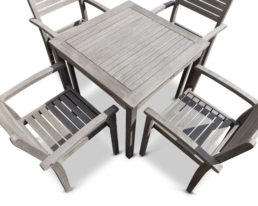 Leadville Eucalyptus Outdoor Square Dining Set With 4 Stacking Armchairs Driftwood Gray -DTYStore