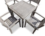 Leadville Eucalyptus Outdoor Square Dining Set With 4 Stacking Armchairs Driftwood Gray -DTYStore