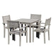 Leadville Eucalyptus Outdoor Square Dining Set With 4 Stacking Armchairs Natural Oil -DTYStore