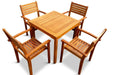 Leadville Eucalyptus Outdoor Square Dining Set With 4 Stacking Armchairs Natural Oil -DTYStore