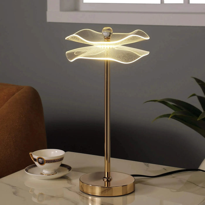 Led Acrylic Copper Gold Luminaire Table Lamp for Living Room, Nightstand Bedside Table Lamp for Bedroom, LED Lamp Default -DTYStore