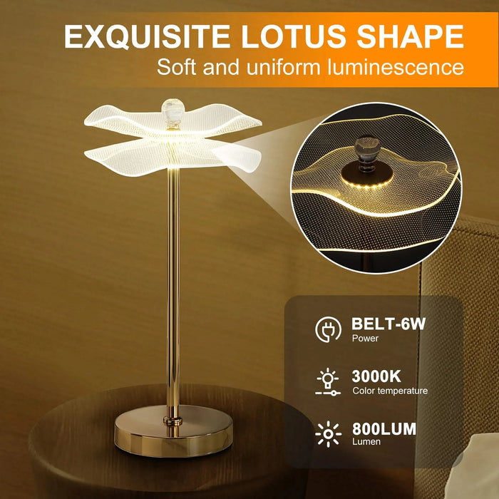 Led Acrylic Copper Gold Luminaire Table Lamp for Living Room, Nightstand Bedside Table Lamp for Bedroom, LED Lamp Default -DTYStore