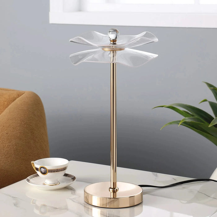 Led Acrylic Copper Gold Luminaire Table Lamp for Living Room, Nightstand Bedside Table Lamp for Bedroom, LED Lamp Default -DTYStore