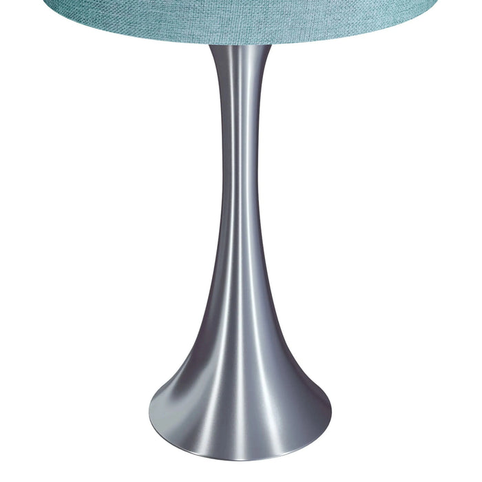Lenuxe 24' Contemporary Metal Table Lamp in Brushed Nickel with Turquoise Textured Linen Shade from Grandview Gallery by LumiSource - Set of 2 Default -DTYStore