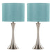 Lenuxe 24' Contemporary Metal Table Lamp in Brushed Nickel with Turquoise Textured Linen Shade from Grandview Gallery by LumiSource - Set of 2 Default -DTYStore