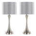 Lenuxe 25' Contemporary Metal Table Lamp in Brushed Nickel with Grey Linen Shade and Built-in USB Port from Grandview Gallery by LumiSource - Set of 2 Default -DTYStore
