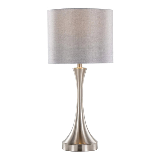 Lenuxe 25' Contemporary Metal Table Lamp in Brushed Nickel with Grey Linen Shade and Built-in USB Port from Grandview Gallery by LumiSource - Set of 2 Default -DTYStore