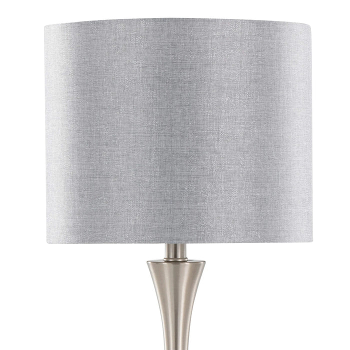 Lenuxe 25' Contemporary Metal Table Lamp in Brushed Nickel with Grey Linen Shade and Built-in USB Port from Grandview Gallery by LumiSource - Set of 2 Default -DTYStore