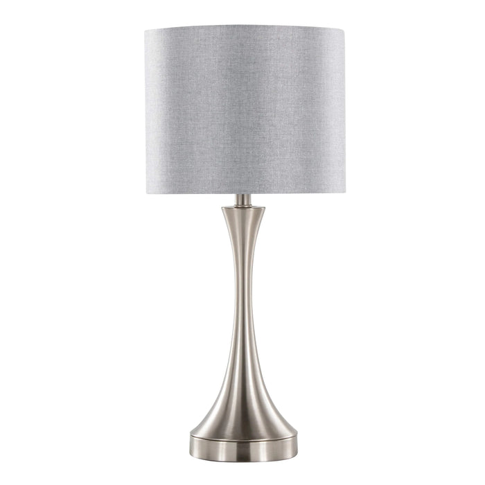 Lenuxe 25' Contemporary Metal Table Lamp in Brushed Nickel with Grey Linen Shade and Built-in USB Port from Grandview Gallery by LumiSource - Set of 2 Default -DTYStore
