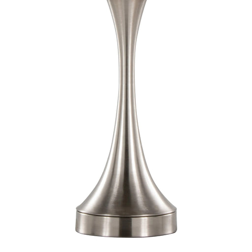 Lenuxe 25' Contemporary Metal Table Lamp in Brushed Nickel with White Linen Shade and Built-In USB Port from Grandview Gallery by LumiSource - Set of 2 Default -DTYStore