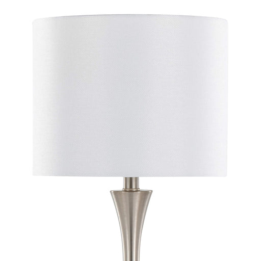 Lenuxe 25' Contemporary Metal Table Lamp in Brushed Nickel with White Linen Shade and Built-In USB Port from Grandview Gallery by LumiSource - Set of 2 Default -DTYStore