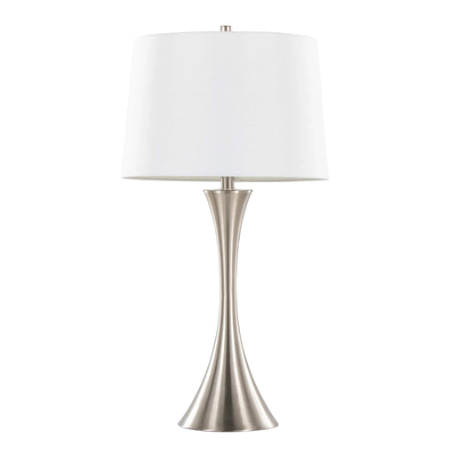 Lenuxe 29' Contemporary Metal Table Lamp in Brushed Nickel with White Textured Linen Shade from Grandview Gallery by LumiSource - Set of 2 Default -DTYStore