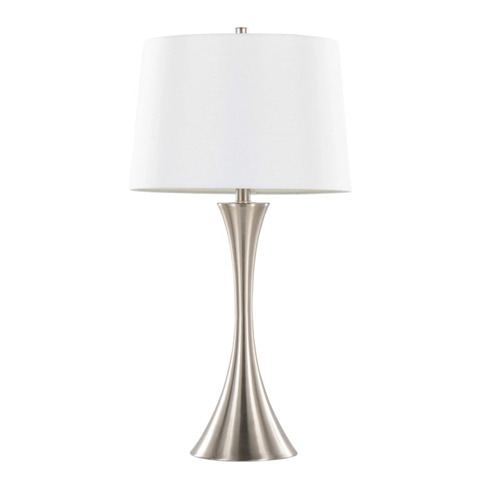 Lenuxe 29' Contemporary Metal Table Lamp in Brushed Nickel with White Textured Linen Shade from Grandview Gallery by LumiSource - Set of 2 Default -DTYStore