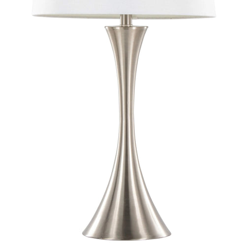 Lenuxe 29' Contemporary Metal Table Lamp in Brushed Nickel with White Textured Linen Shade from Grandview Gallery by LumiSource - Set of 2 Default -DTYStore