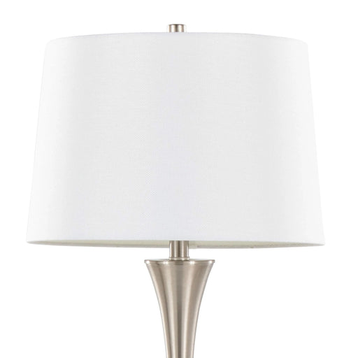 Lenuxe 29' Contemporary Metal Table Lamp in Brushed Nickel with White Textured Linen Shade from Grandview Gallery by LumiSource - Set of 2 Default -DTYStore