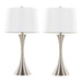 Lenuxe 29' Contemporary Metal Table Lamp in Brushed Nickel with White Textured Linen Shade from Grandview Gallery by LumiSource - Set of 2 Default -DTYStore