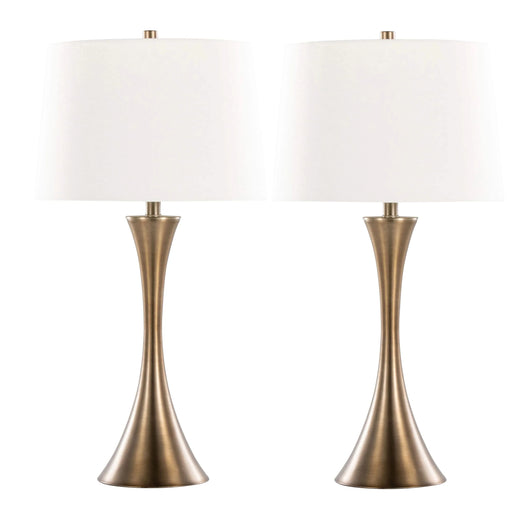 Lenuxe 29' Contemporary Metal Table Lamp in Matte Golden Bronze with Off-White Linen Shade from Grandview Gallery by LumiSource - Set of 2 Default -DTYStore