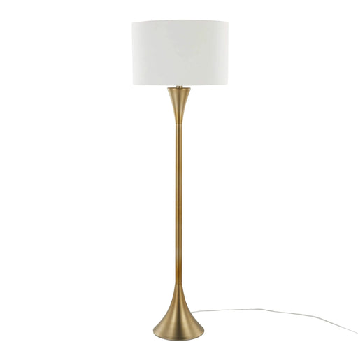Lenuxe 65' Contemporary Metal Floor Lamp in Gold Metal with White Linen Shade from Grandview Gallery by LumiSource Default -DTYStore
