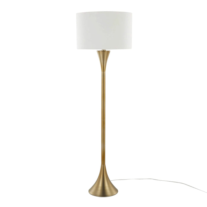 Lenuxe 65' Contemporary Metal Floor Lamp in Gold Metal with White Linen Shade from Grandview Gallery by LumiSource Default -DTYStore
