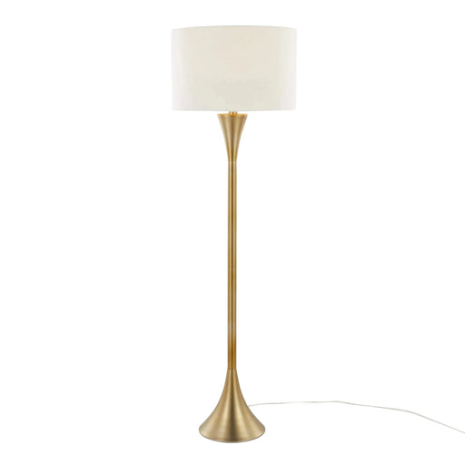 Lenuxe 65' Contemporary Metal Floor Lamp in Gold Metal with White Linen Shade from Grandview Gallery by LumiSource Default -DTYStore