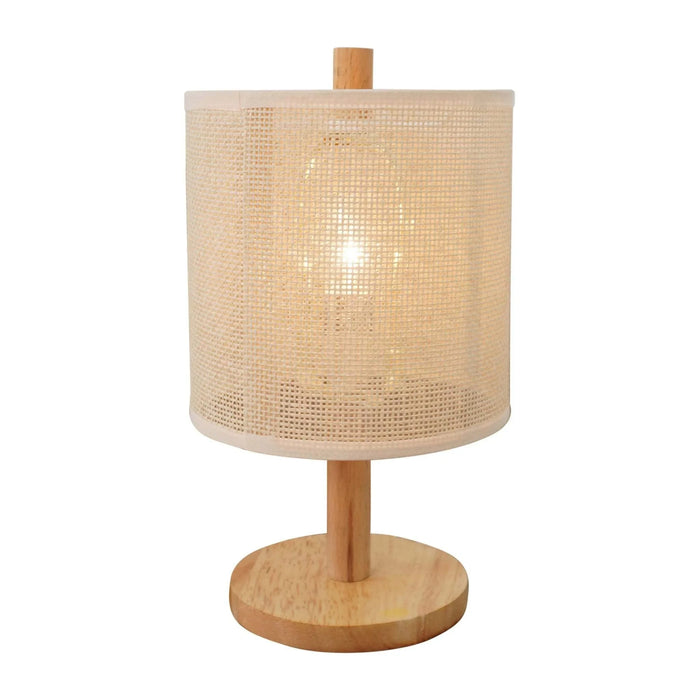 Levio Table Lamp, Natural Oak Wooden Base with Linen Shade 110-120V Paper Rattan Weave Material Wood,Desktop Lamp From The Us Warehouse, Suitable for Bedroom, Living Room, Study, Reading Room, Office Default -DTYStore