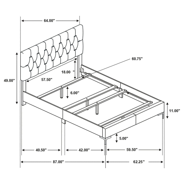 Lexie Black/Gold 4-piece Tufted Panel Queen Bedroom Set Default -DTYStore