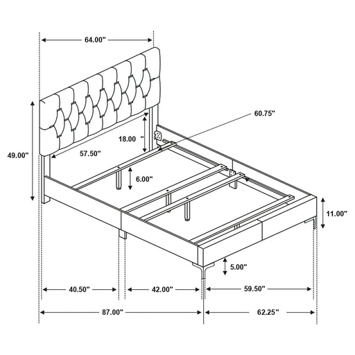 Lexie Black/Gold 5-piece Tufted Panel Queen Bedroom Set Default -DTYStore