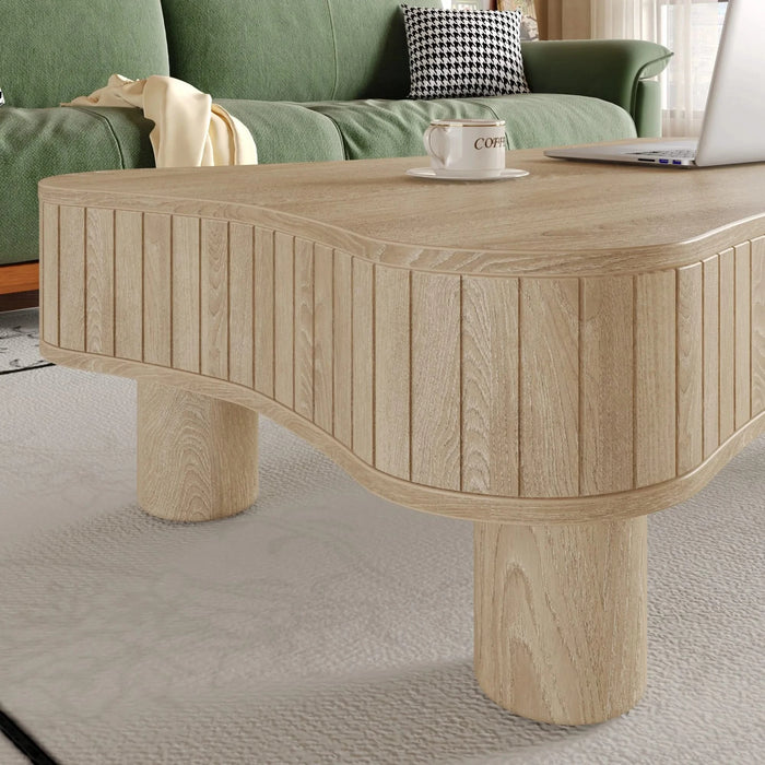 Lift Top Coffee Table for Living Room 42' - Fluted Panel Hidden Storage, Silent Hydraulic Lift, Curved Safety Corners, 5 Min Assembly (27'W x 13-18.9'H,Antique Light Natural) Default -DTYStore