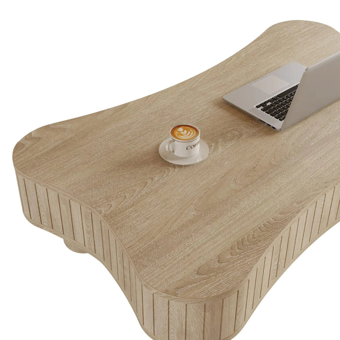 Lift Top Coffee Table for Living Room 42' - Fluted Panel Hidden Storage, Silent Hydraulic Lift, Curved Safety Corners, 5 Min Assembly (27'W x 13-18.9'H,Antique Light Natural) Default -DTYStore