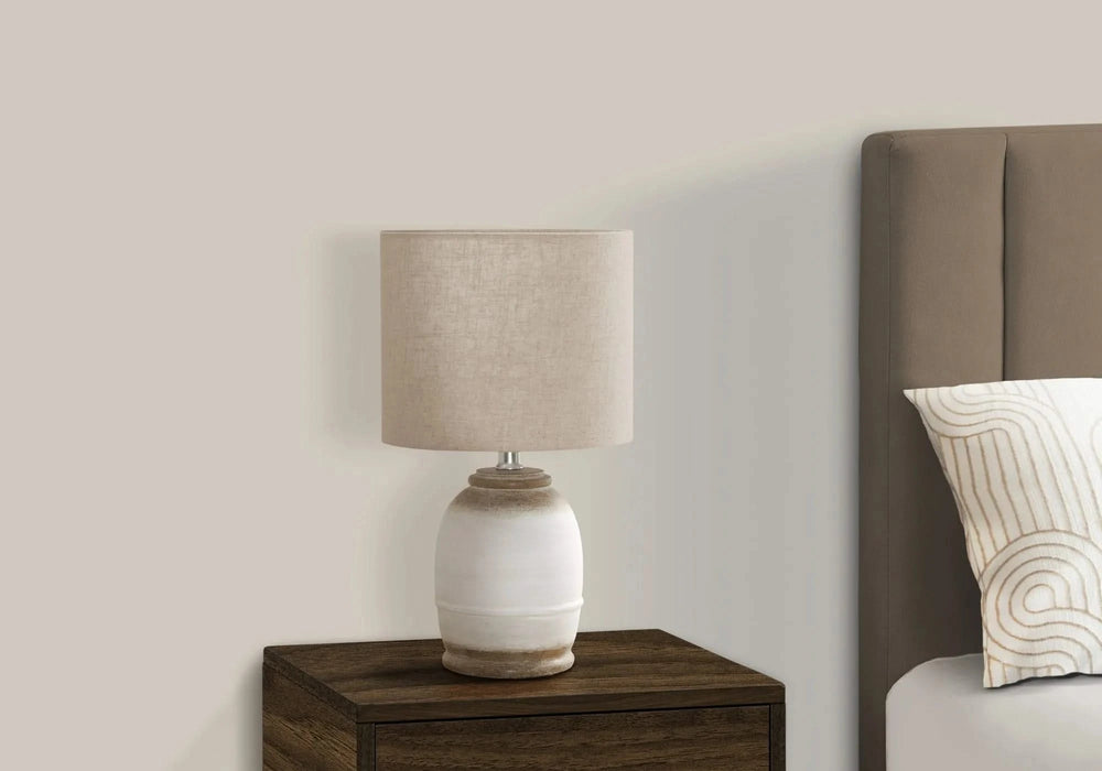 Lighting, 16'h, Cream Resin, Beige Shade, Contemporary Default -DTYStore