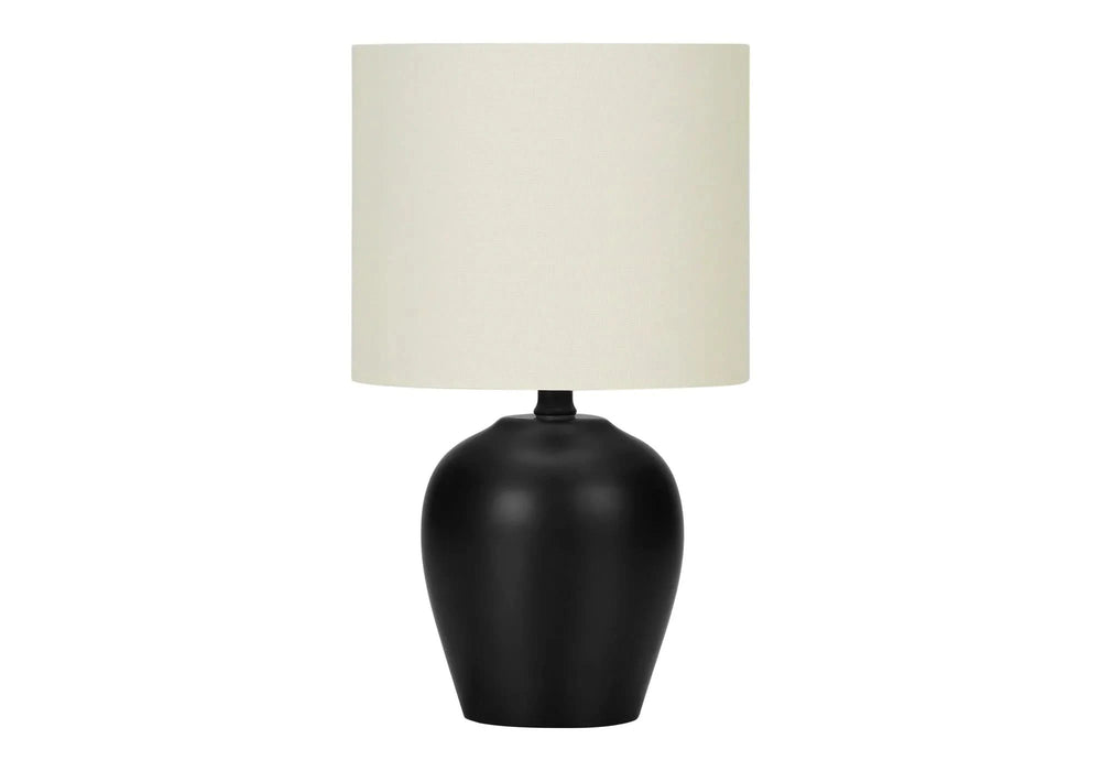 Lighting, 17'h, Table Lamp, Black Ceramic, Ivory / Cream Shade, Transitional Default -DTYStore