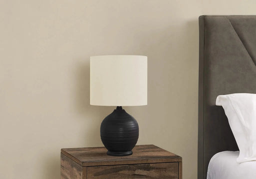 Lighting, 17'h, Table Lamp, Black Ceramic, Ivory / Cream Shade, Transitional Default -DTYStore
