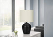 Lighting, 17'h, Table Lamp, Black Ceramic, Ivory / Cream Shade, Transitional Default -DTYStore