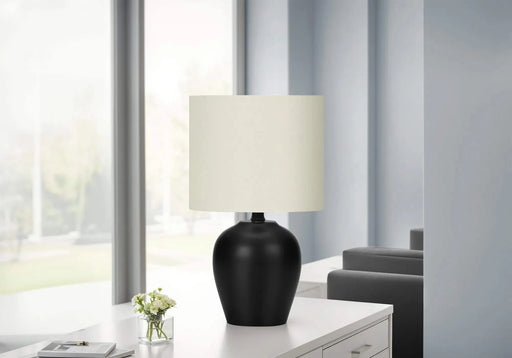 Lighting, 17'h, Table Lamp, Black Ceramic, Ivory / Cream Shade, Transitional Default -DTYStore